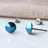 Metallic Blue Crystal Titanium Earrings, 6.5mm