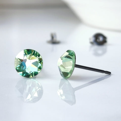 Peridot Green Crystal Titanium Earrings, 6.5mm
