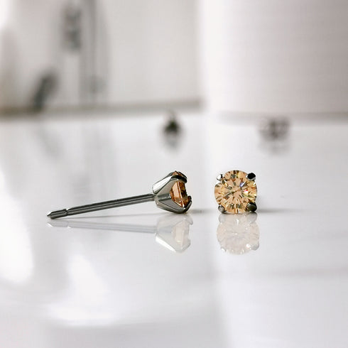 Peach Cubic Zirconia Titanium Earrings