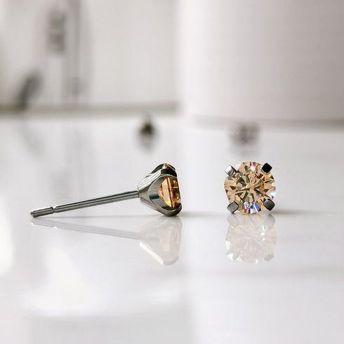 Peach Cubic Zirconia Titanium Earrings