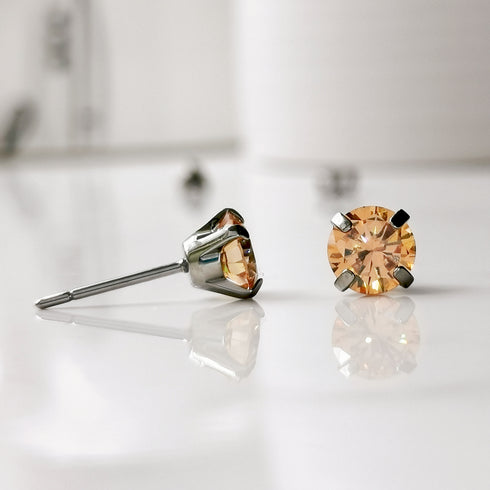 Peach Cubic Zirconia Titanium Earrings
