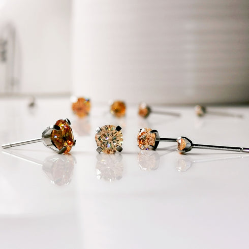 Peach Cubic Zirconia Titanium Earrings