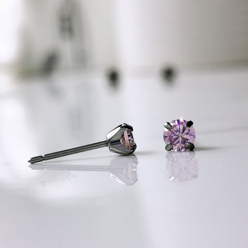 Light Pink Cubic Zirconia Titanium Earrings