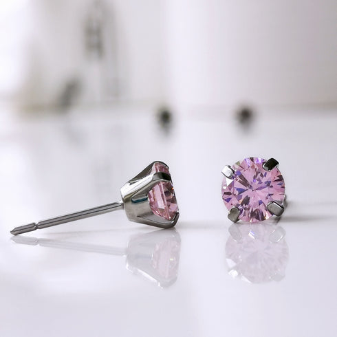 Light Pink Cubic Zirconia Titanium Earrings