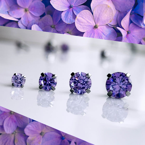 Purple Cubic Zirconia Titanium Earrings