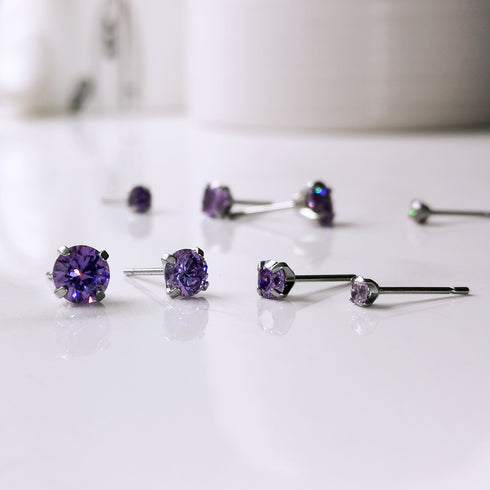Purple Cubic Zirconia Titanium Earrings