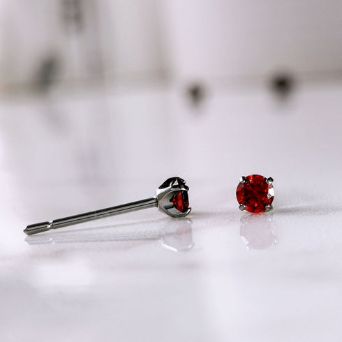 Red Cubic Zirconia Titanium Earrings