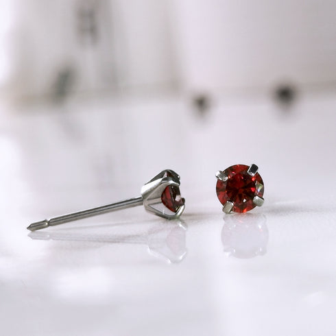 Red Cubic Zirconia Titanium Earrings