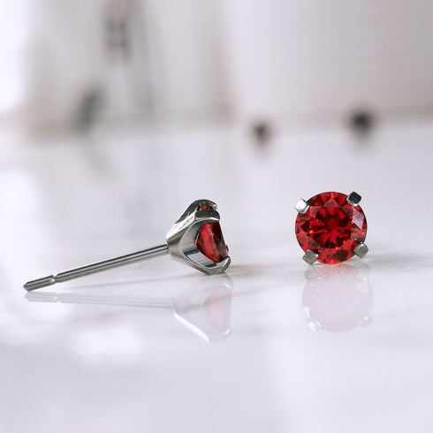 Red Cubic Zirconia Titanium Earrings