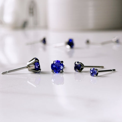 Denim Blue Cubic Zirconia Titanium Earrings