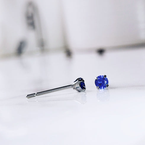 Denim Blue Cubic Zirconia Titanium Earrings