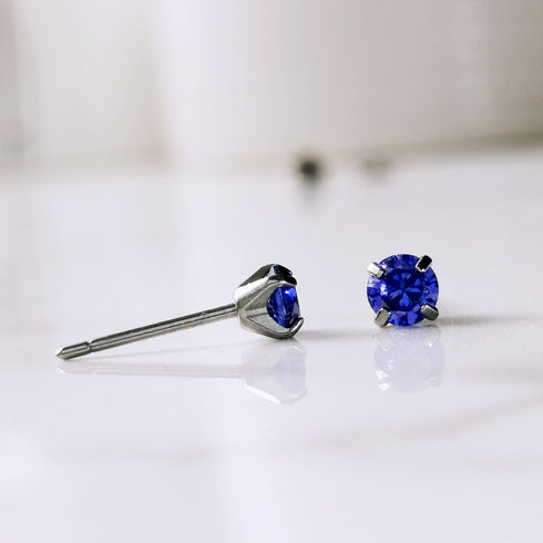 Denim Blue Cubic Zirconia Titanium Earrings