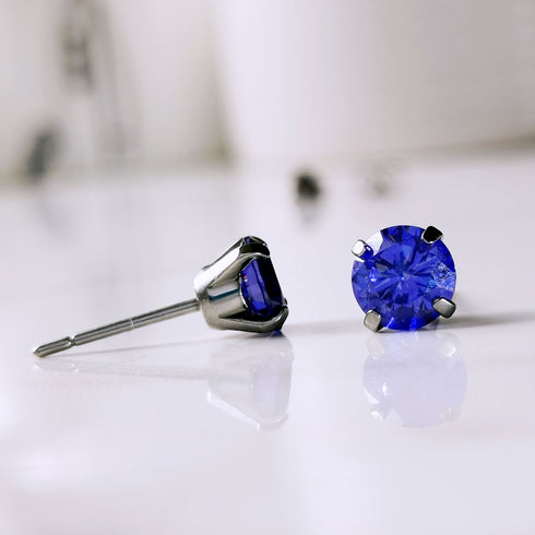 Denim Blue Cubic Zirconia Titanium Earrings