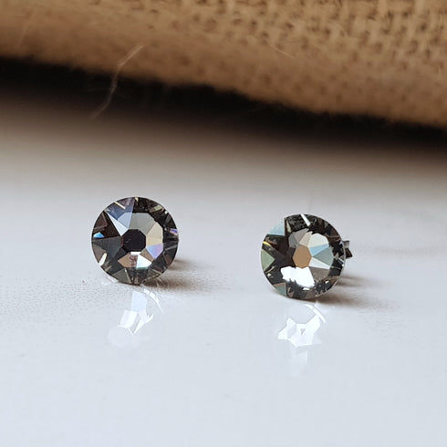 Black Diamond Crystal Titanium Earrings, 6.5mm