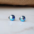 Sapphire Blue AB Crystal Titanium Earrings, 6.5mm