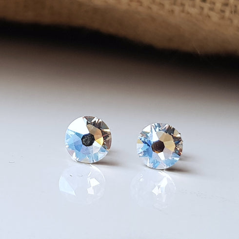 Clear Moonlight Crystal Titanium Earrings, 6.5mm