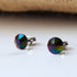 Dark Rainbow Crystal Titanium Earrings, 6.5mm