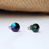Dark Rainbow Crystal Titanium Earrings, 6.5mm