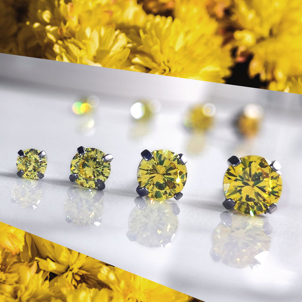 Yellow Cubic Zirconia Titanium Earrings