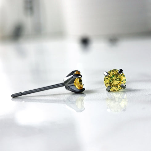 Yellow Cubic Zirconia Titanium Earrings