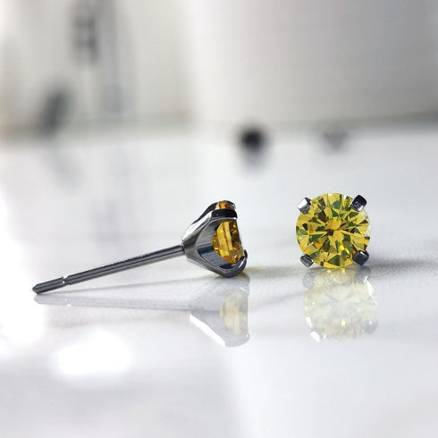 Yellow Cubic Zirconia Titanium Earrings
