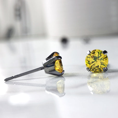 Yellow Cubic Zirconia Titanium Earrings