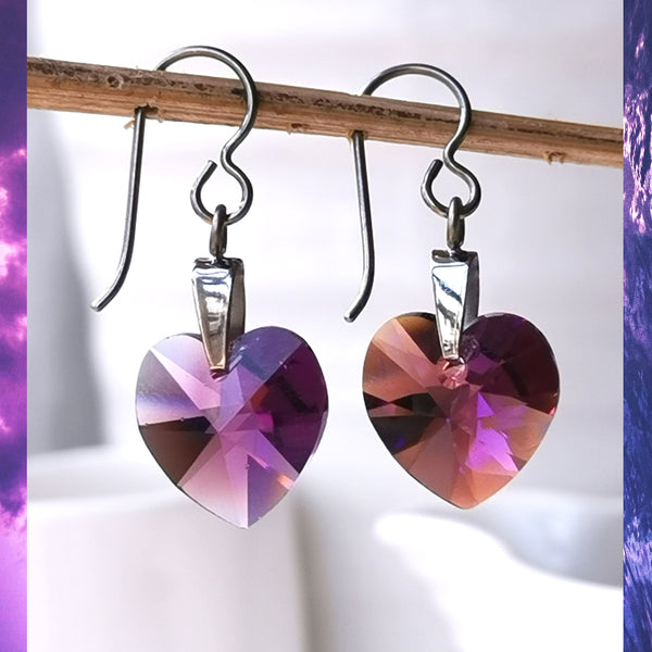 Amethyst Crystal Titanium Drop Earrings