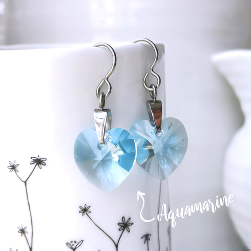 Aquamarine Crystal Titanium Drop Earrings