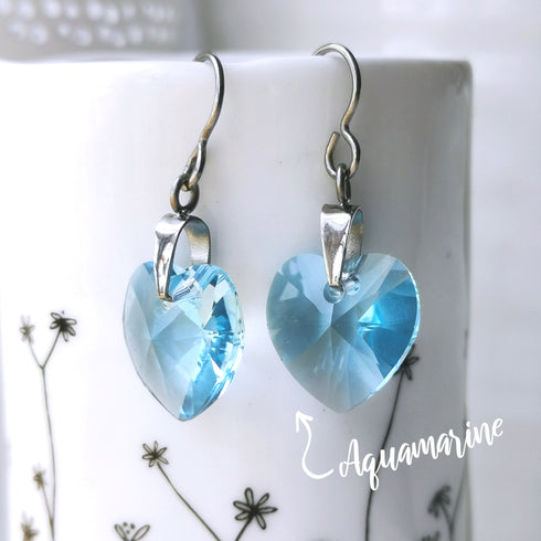 Aquamarine Crystal Titanium Drop Earrings