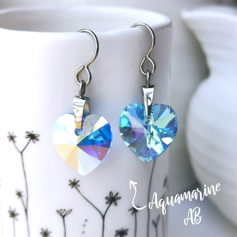 Aquamarine Crystal Titanium Drop Earrings