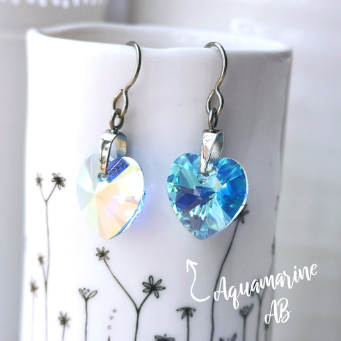 Aquamarine Crystal Titanium Drop Earrings
