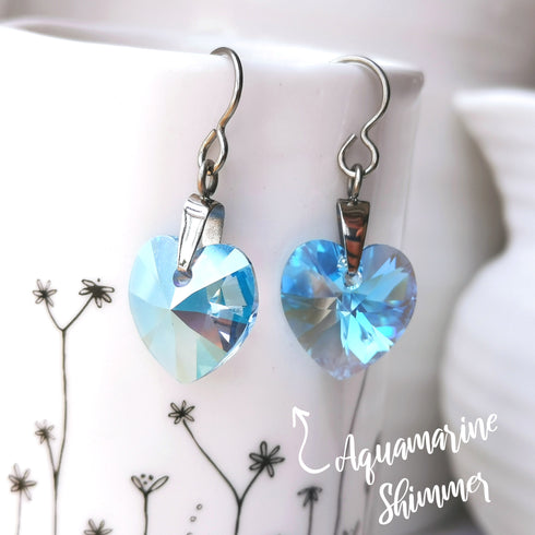 Aquamarine Crystal Titanium Drop Earrings