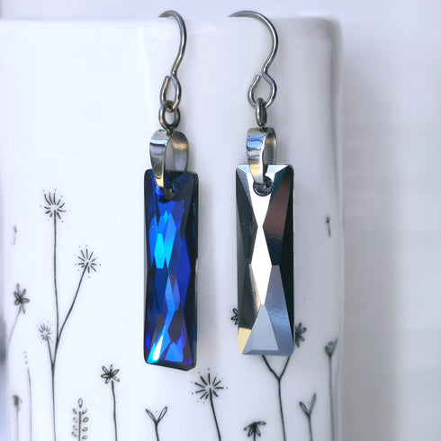 Bermuda Blue Crystal Titanium Long Drops