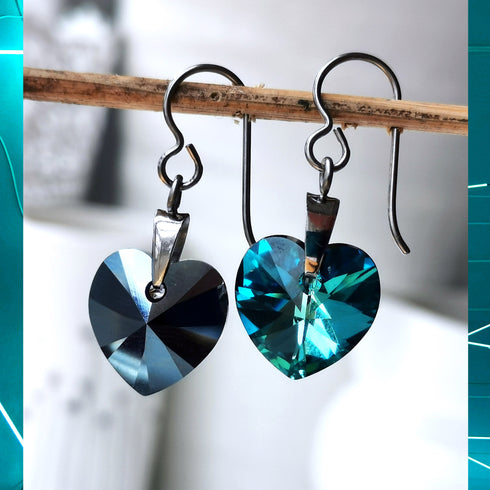 Bermuda Blue Crystal Titanium Drop Earrings
