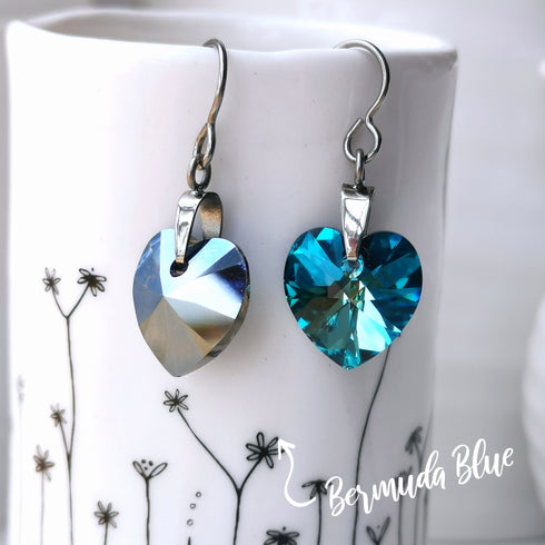 Bermuda Blue Crystal Titanium Drop Earrings