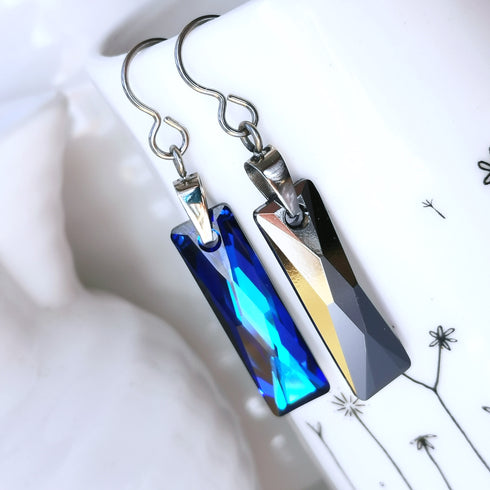 Bermuda Blue Crystal Titanium Long Drops