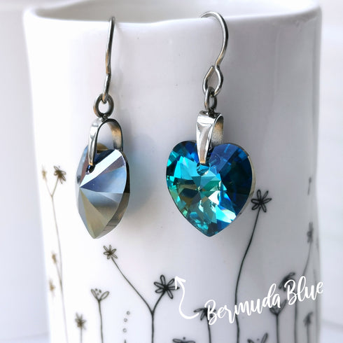 Bermuda Blue Crystal Titanium Drop Earrings