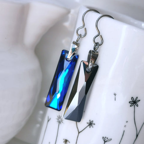 Bermuda Blue Crystal Titanium Long Drops