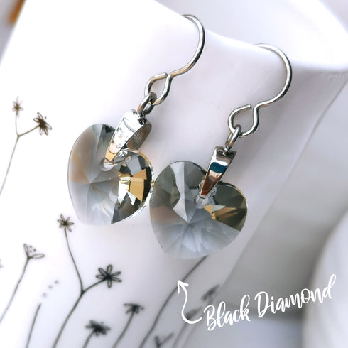 Black Diamond Crystal Titanium Drop Earrings