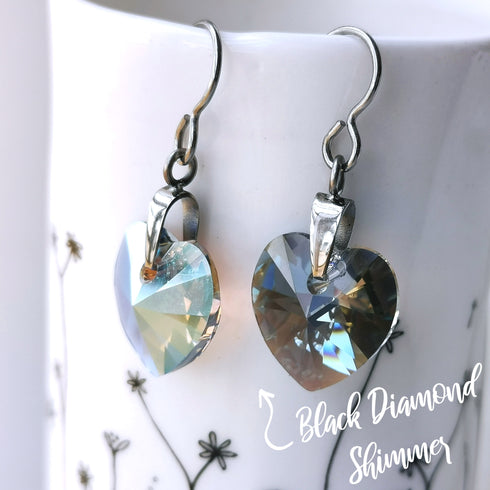 Black Diamond Crystal Titanium Drop Earrings