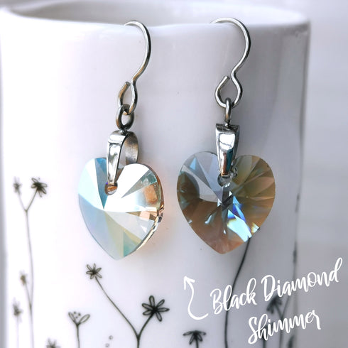 Black Diamond Crystal Titanium Drop Earrings
