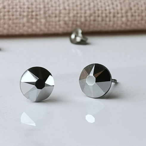 Chrome Crystal Titanium Earrings, 6.5mm