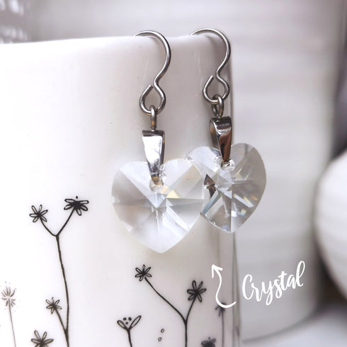 Clear Crystal Titanium Drop Earrings