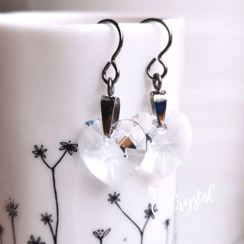 Clear Crystal Titanium Drop Earrings