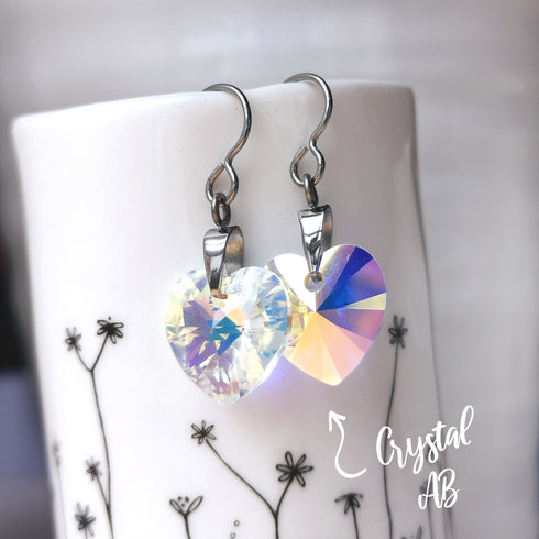 Clear Crystal Titanium Drop Earrings