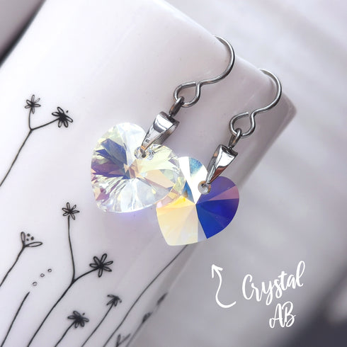 Clear Crystal Titanium Drop Earrings