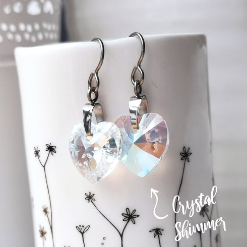 Clear Crystal Titanium Drop Earrings