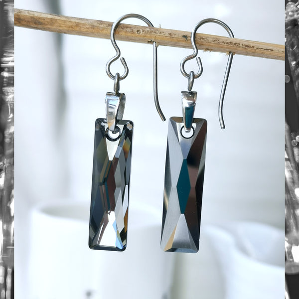 Silver Night Crystal Titanium Long Drops