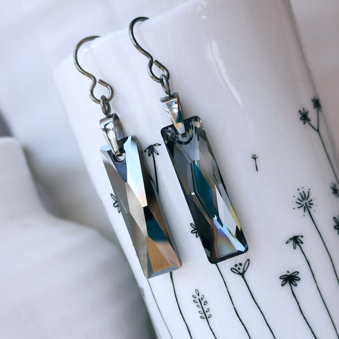 Silver Night Crystal Titanium Long Drops