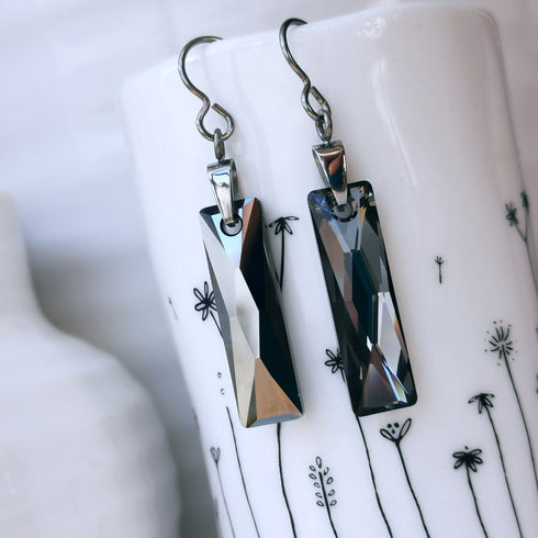 Silver Night Crystal Titanium Long Drops